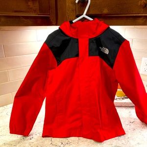 Red & Black North Face Zipline rain jacket